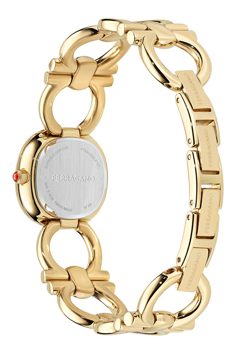 Double Gancini Bracelet Watch, 25mm, Alternate, color, IP YELLOW GOLD