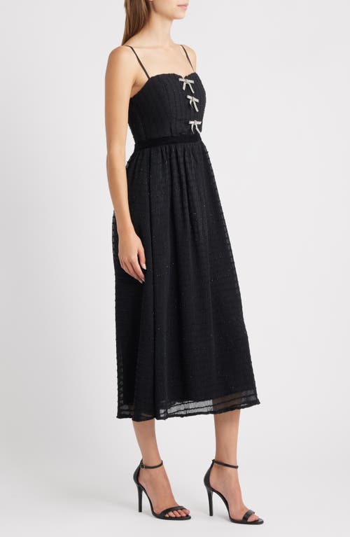 Moon River Crystal Bow Detail Metallic Dress In Black