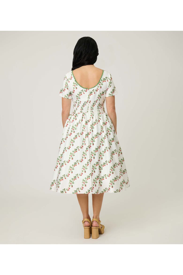 Smocked Back Swing Dress, Alternate, color, White W/ Strawberry Print