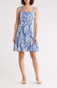 Ellen Tracy Dot Lace Trim Minidress