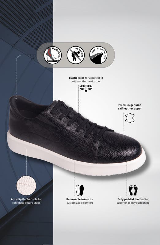 River St Hands-Free Slip On Technology Leather Fashion Sneakers, Alternate, color, Black Grainy Leather
