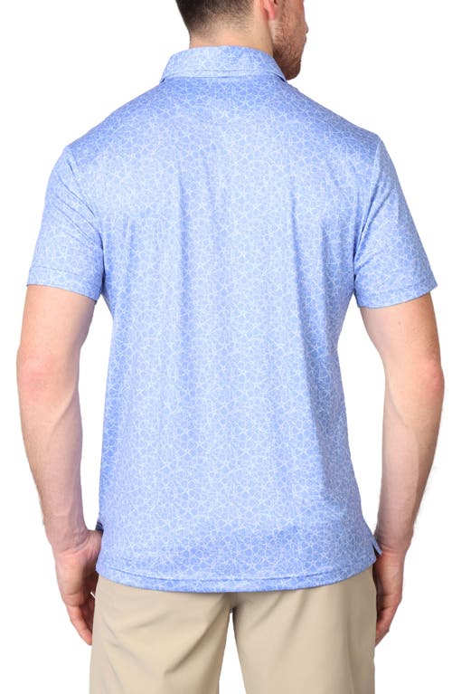 Shop Tailorbyrd Overlapping Flowers Performance Polo In Blue