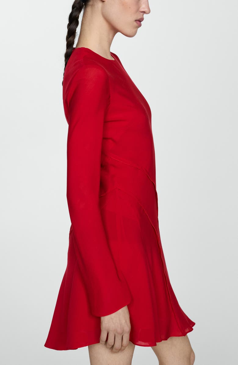 MANGO Long Sleeve Asymmetric Hem Dress, Alternate, color, 
