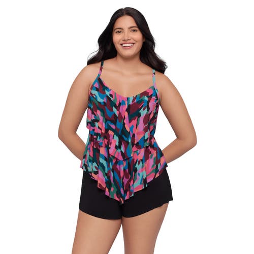 Trimshaper Ronnie 2 Tier Ruffle Tankini Swimsuit Top