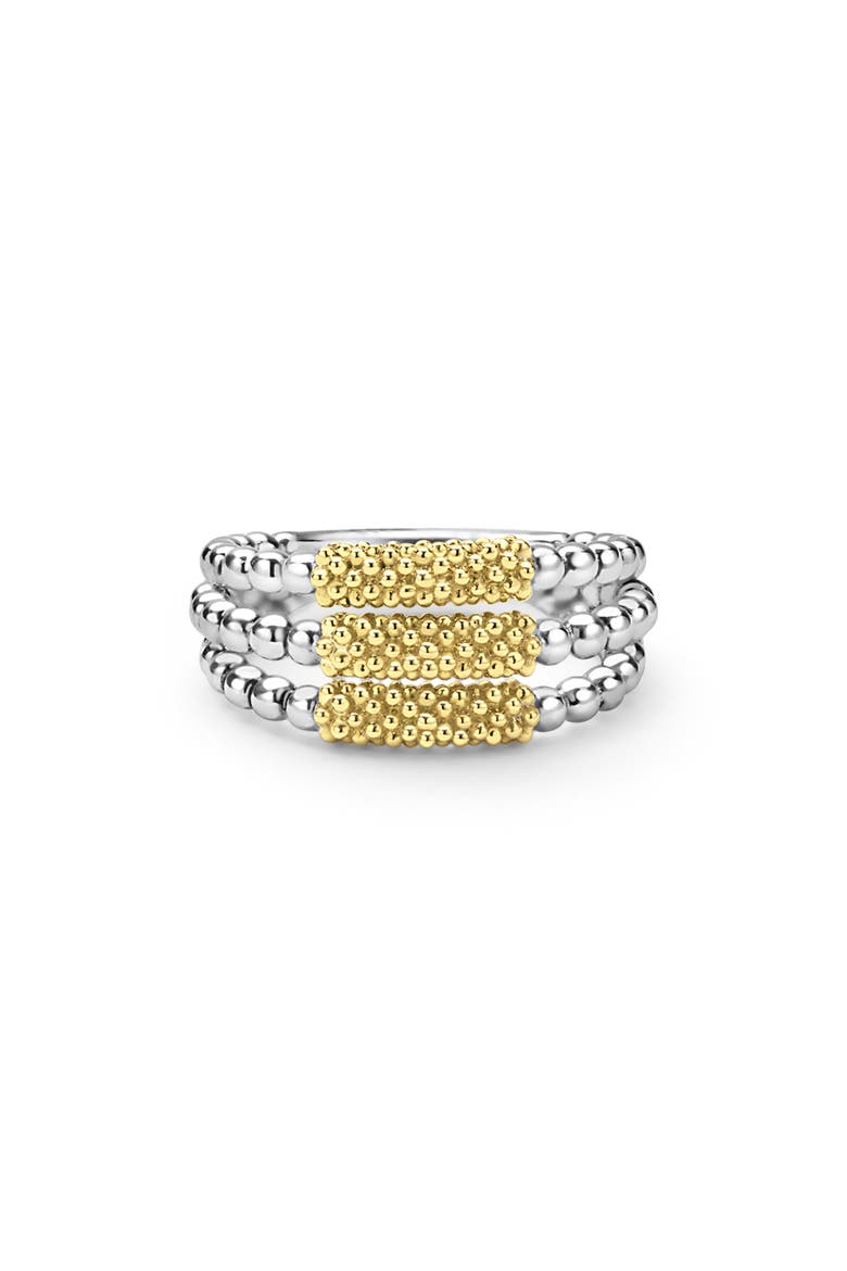Two-Tone Caviar Three Row Ring, Alternate, color, GOLD