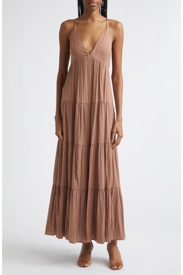 Lua Tiered Maxi Sundress, Main, color, HAZELNUT