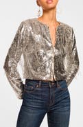 Ramy Brook Sapphire Sequin Fringe Crop Jacket