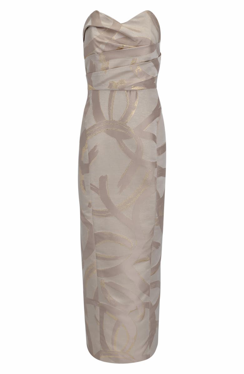 Donna Karan New York Pleated Metallic Strapless Gown, Alternate, color, Sand/ Gold