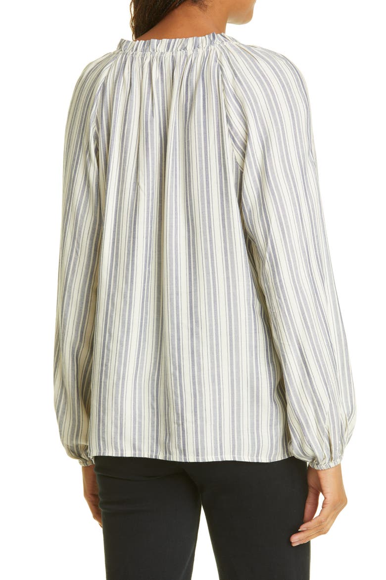 Karra Stripe Ruffle Top, Alternate, color, NAVY/ CREAM
