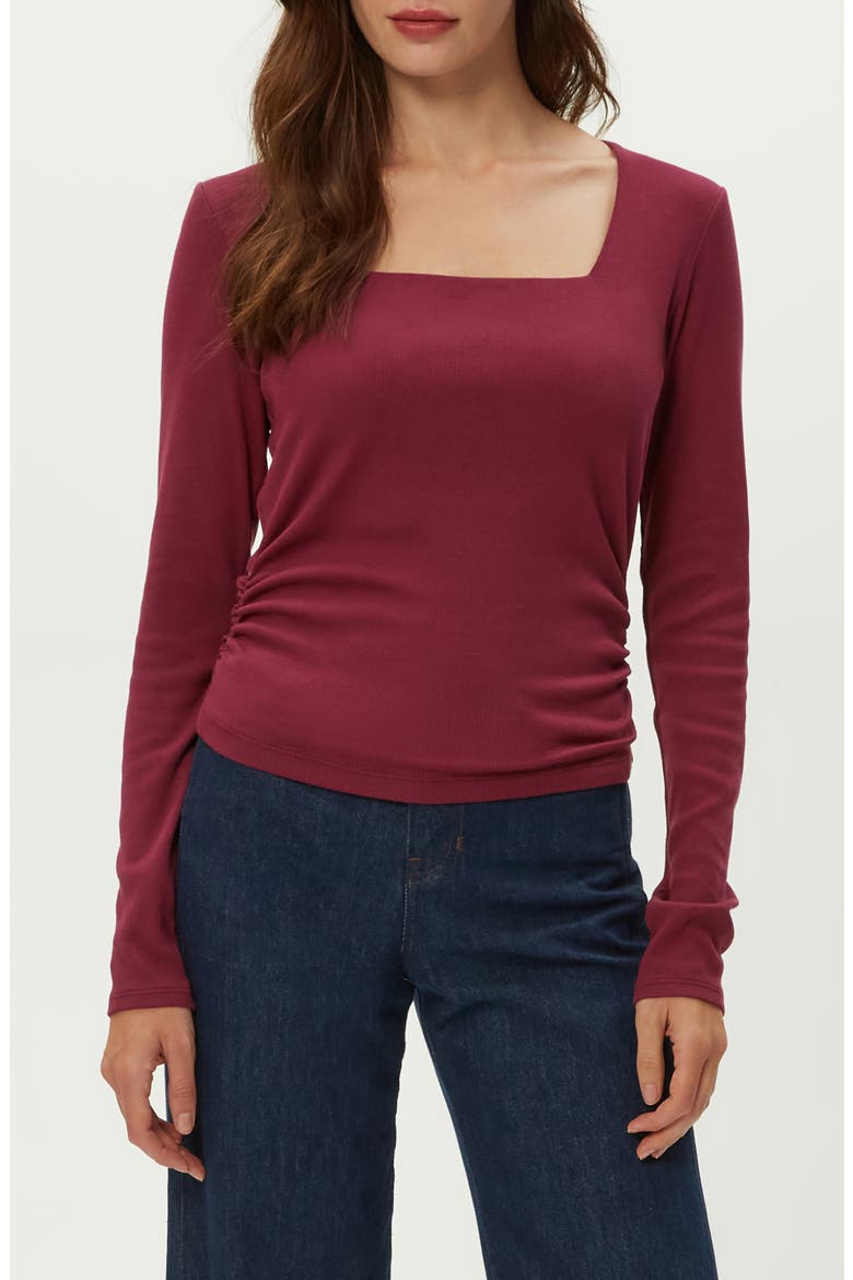 Sarah Long Sleeve Square Neck T-Shirt, Main, color, GARNET