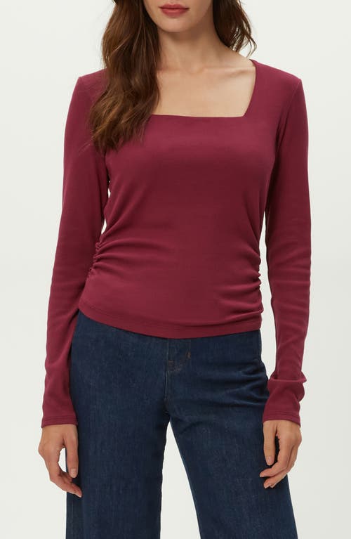 Michael Stars Sarah Long Sleeve Square Neck T-shirt In Red