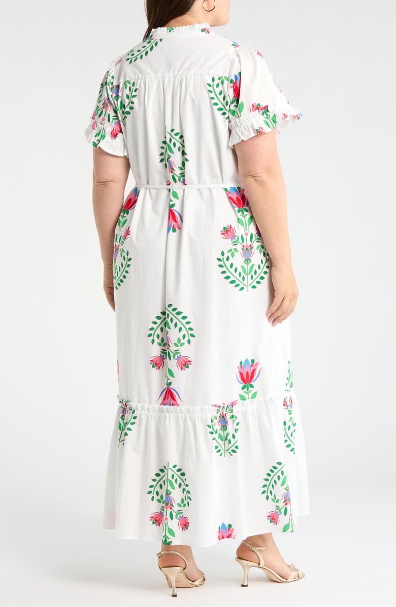 SUGARLIPS Floral Alna Shirtdress, Alternate, color, White-Green-Multi
