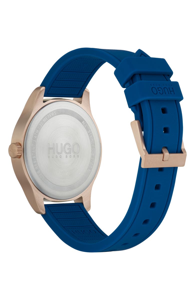 HUGO Men's Chronograph Silicone Strap Watch, 42mm, Alternate, color, 
