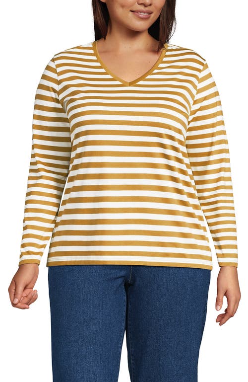 Lands' End Supima Cotton Long Sleeve V-neck T-shirt In Yellow