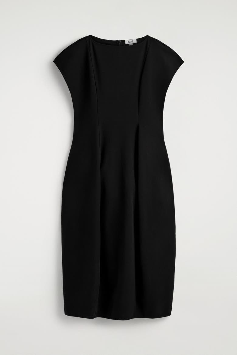 Sculptural Jersey Midi Dress, Alternate, color, BLACK