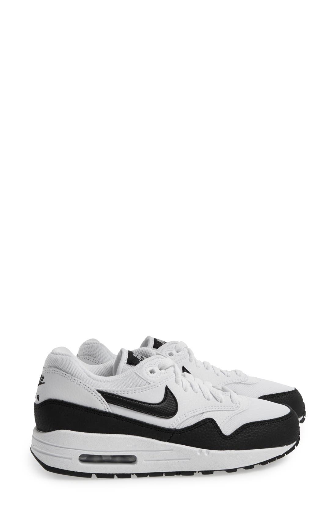 'Air Max 1 Essential' Sneaker, Alternate, color, WHITE/ SILVER/ BLACK