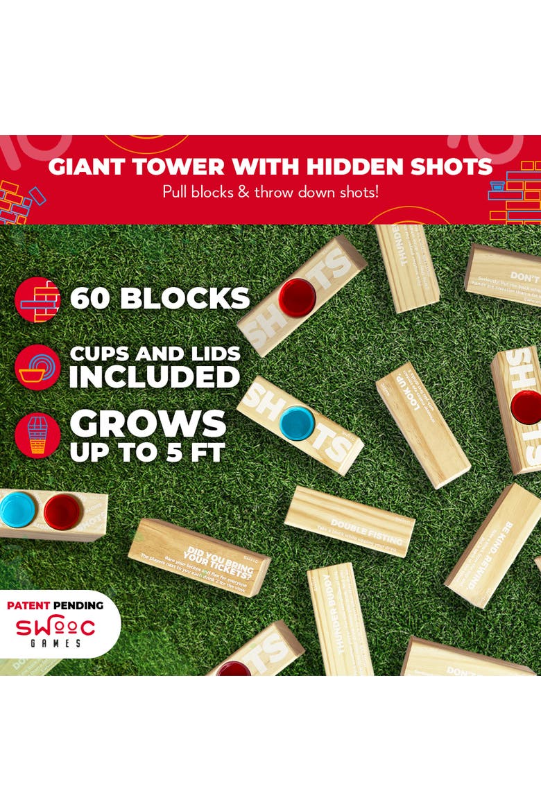Giant Tower Party Game with Hidden Shots, Alternate, color, Beige