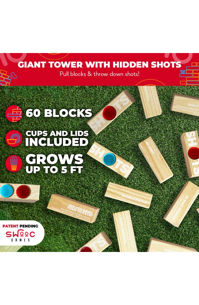 Swooc Games Giant Tower Party Game with Hidden Shots, Alternate, color, Beige