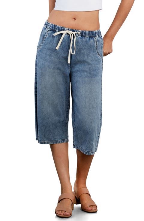 Relaxed Drawstring Denim Jorts