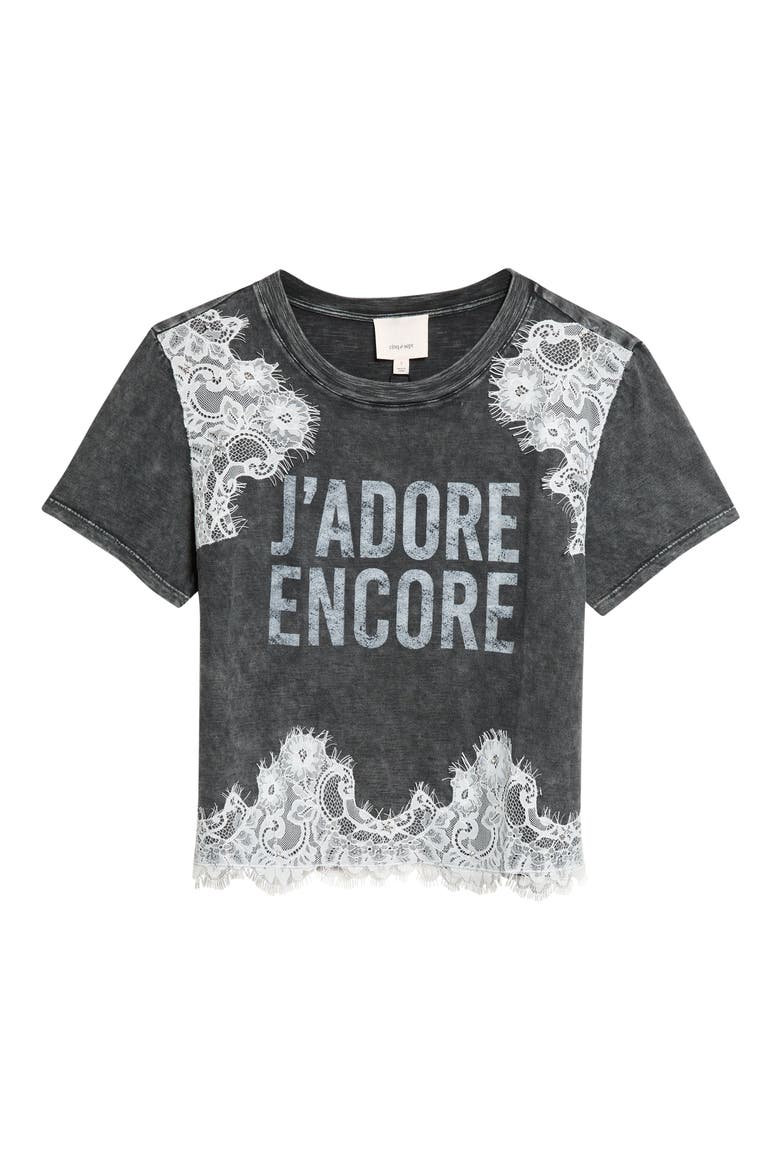 J'Adore Encore Lace Graphic Tee, Alternate, color, WASHED BLACK/ IVORY