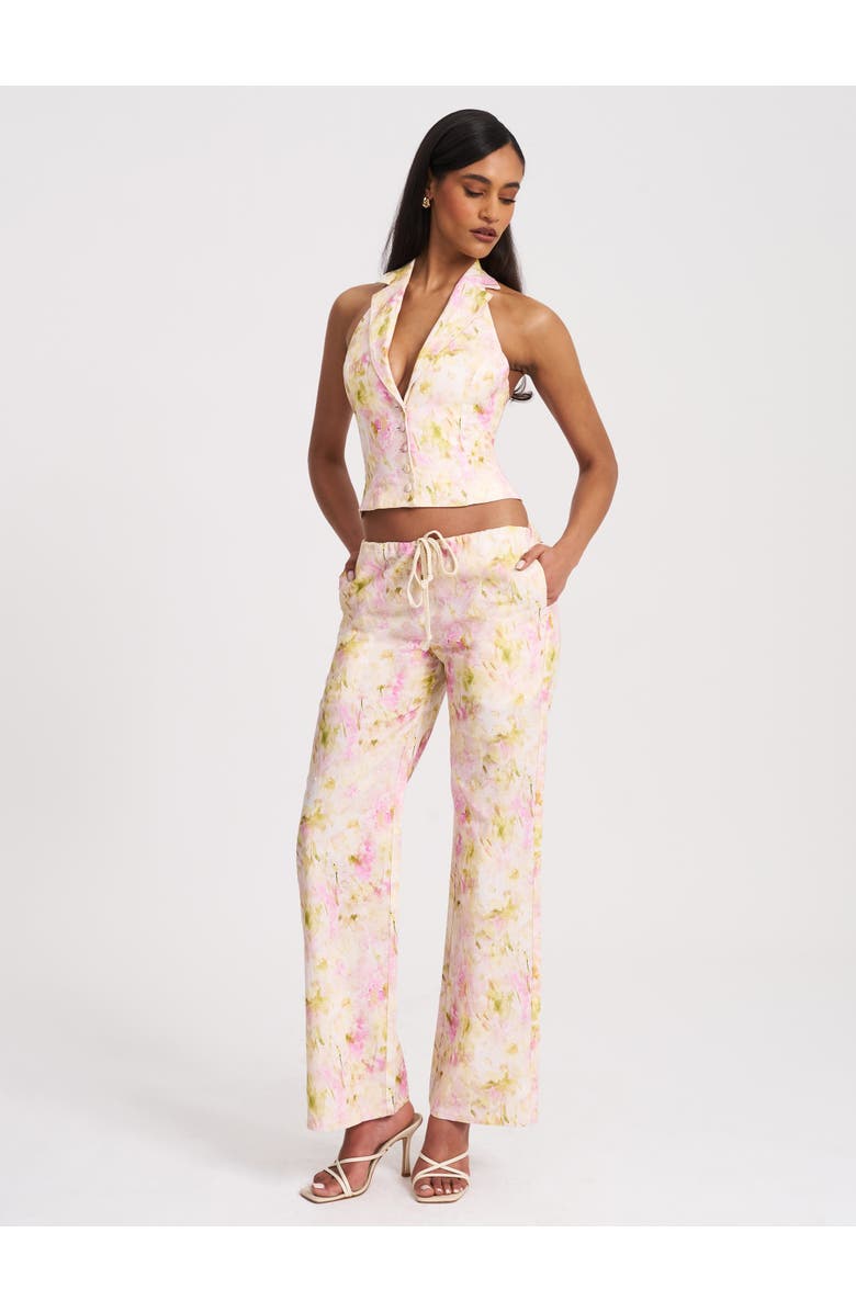 Miss Circle Laureen Floral Linen Straight Pants, Alternate, color, Pink Floral