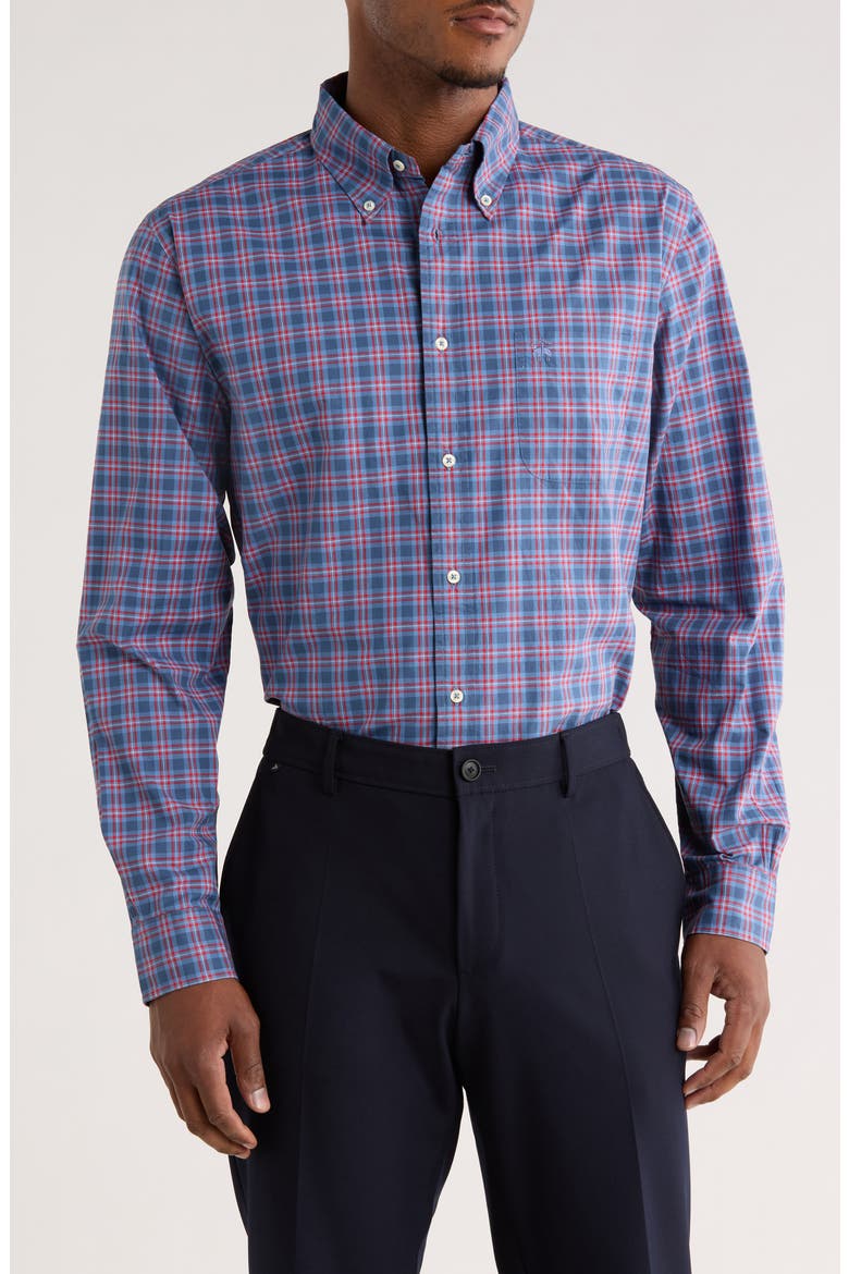 Regular Fit Non-Iron Oxford Button-Down Shirt, Main, color, QUIETHARBORPLD