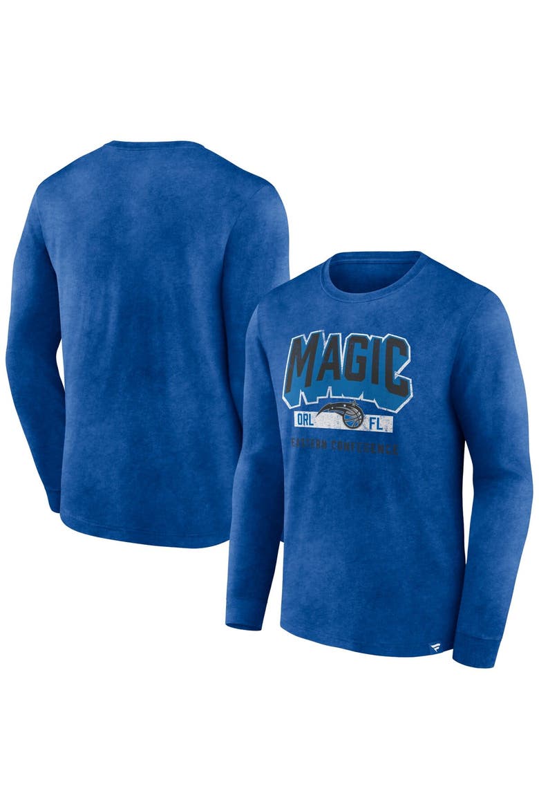 Men's Fanatics Branded Heather Royal Orlando Magic Front Court Press Snow Wash Long Sleeve T-Shirt, Main, color, Heather Royal