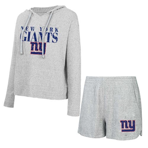 Concepts Sport Gray New York Giants Juniper Long Sleeve Hoodie T-shirt & Shorts Set