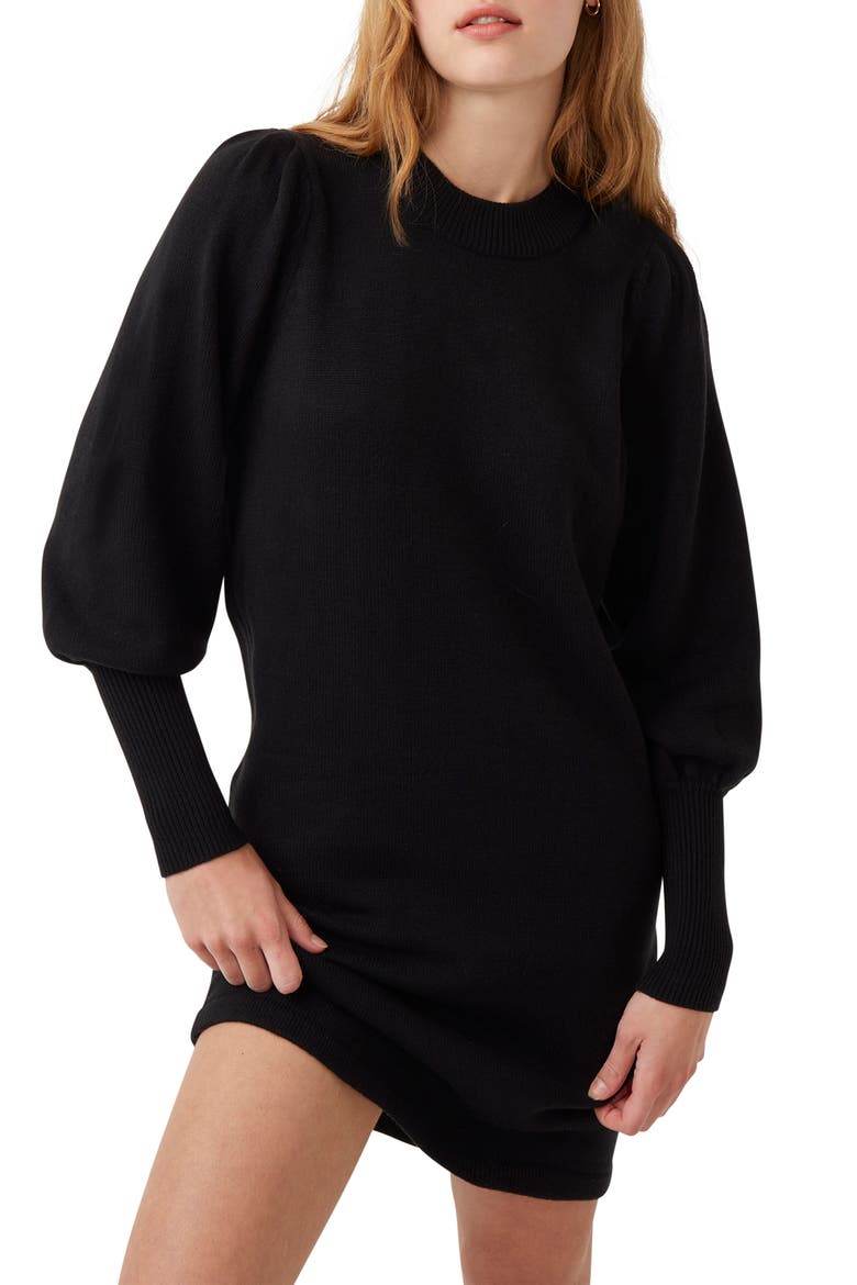 Babysoft Balloon Long Sleeve Sweater Dress, Alternate, color, BLACK