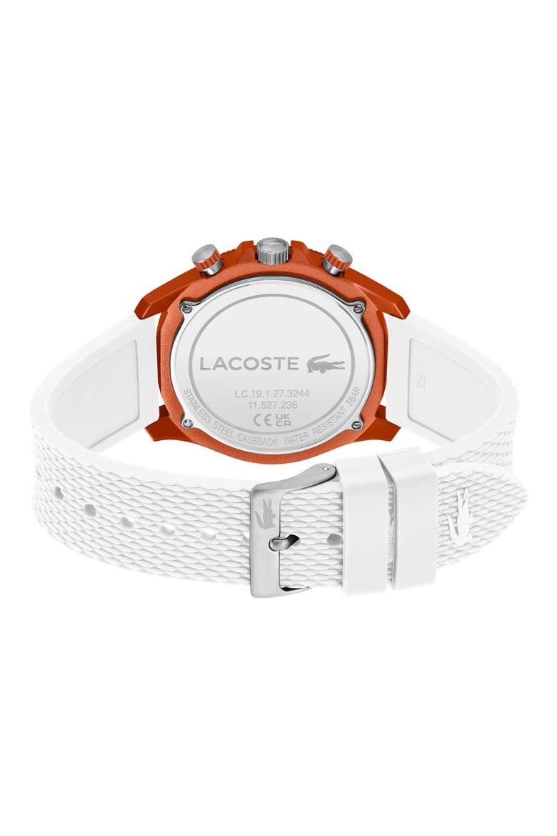 Neoheritage Chronograph Silicone Strap Watch, 43mm, Alternate, color, WHITE