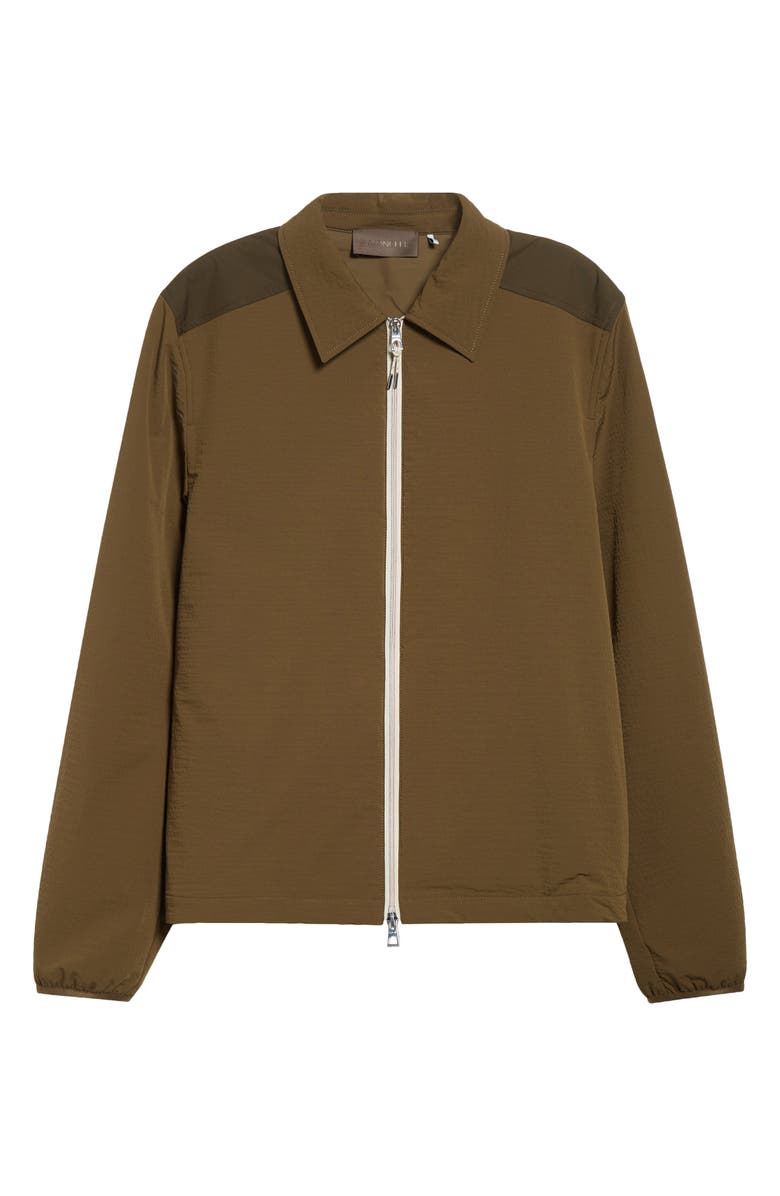 Moncler Padded Seersucker Zip Shirt Jacket, Alternate, color, Beech