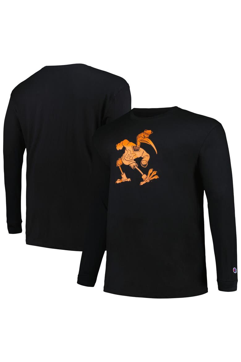 Men's Profile Black Miami Hurricanes Big & Tall Pop Long Sleeve T-Shirt, Main, color, Black