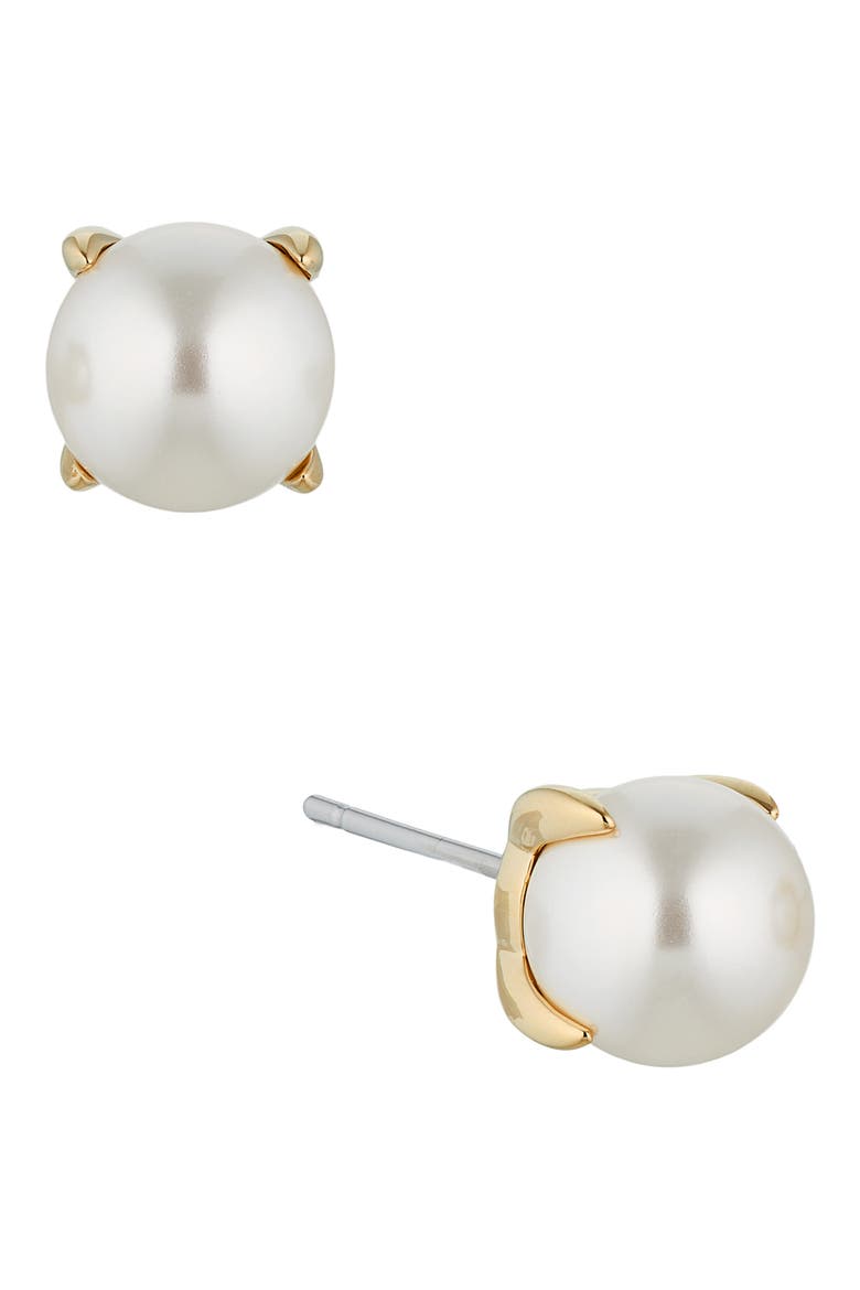 Dot Dot Dot Imitation Pearl Stud Earrings, Main, color, GOLD
