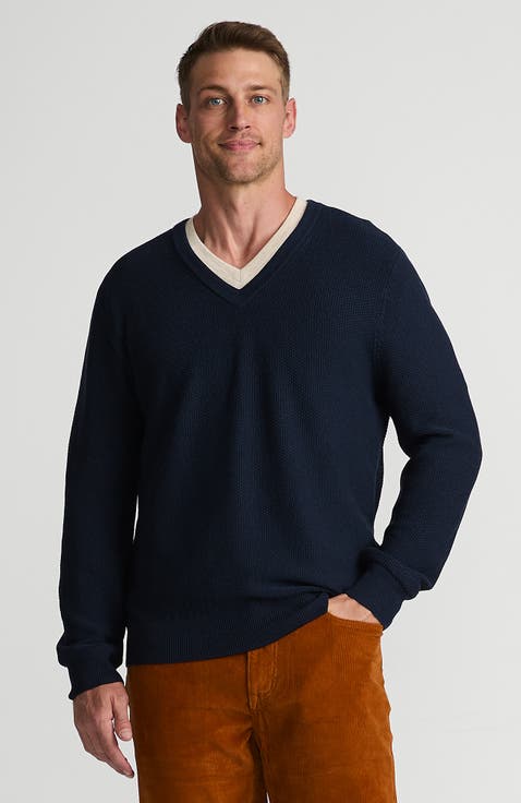 Long Sleeve Washable Merino Wool V Neck Sweater
