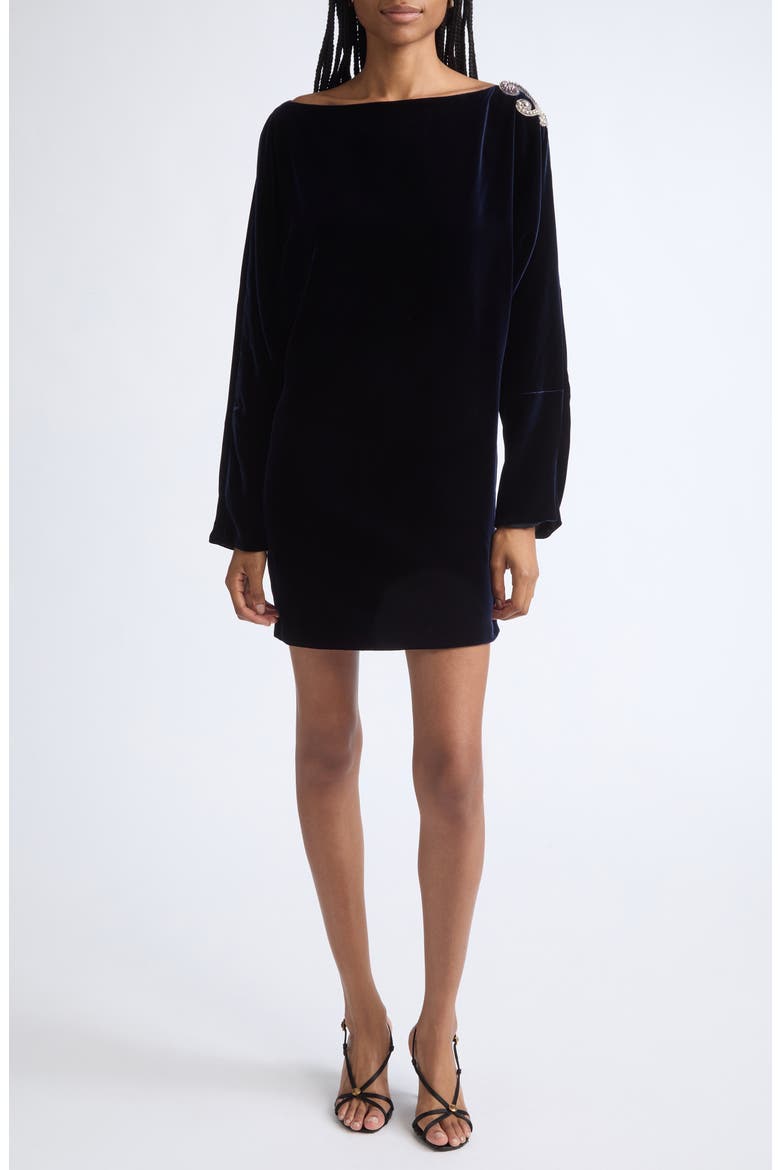 Liquid Velvet Cocktail Dress, Main, color, DARK NAVY