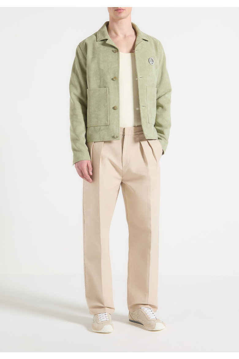 Michel Relaxed Suede Jacket, Main, color, Sage