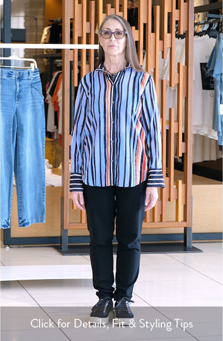 Painted Peninsula Stand Collar Cotton Button-Up Shirt, sales video thumbnail