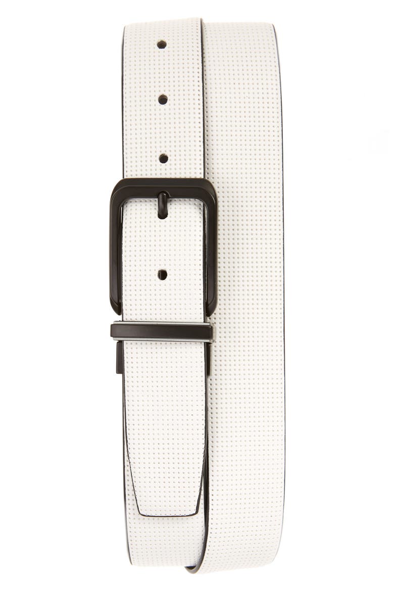 Faux Leather Belt, Main, color, WHT/BLK