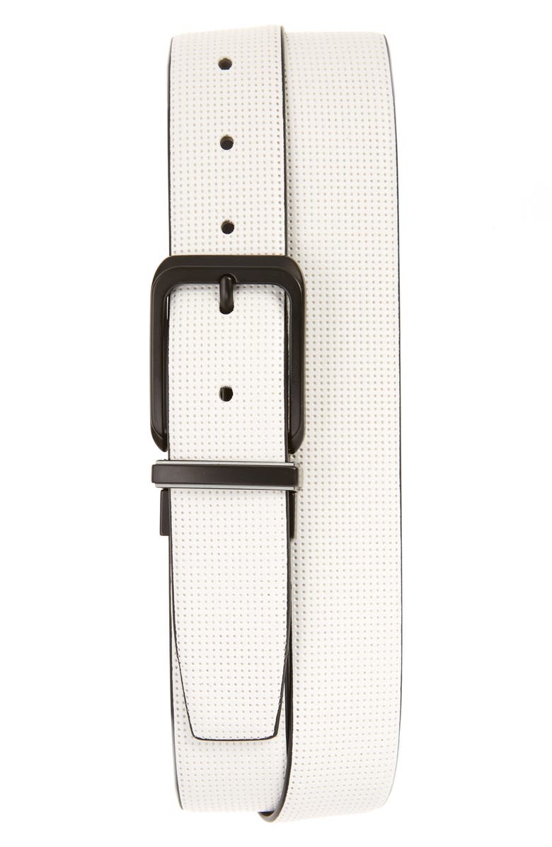 PGA TOUR Faux Leather Belt, Main, color, Wht/Blk