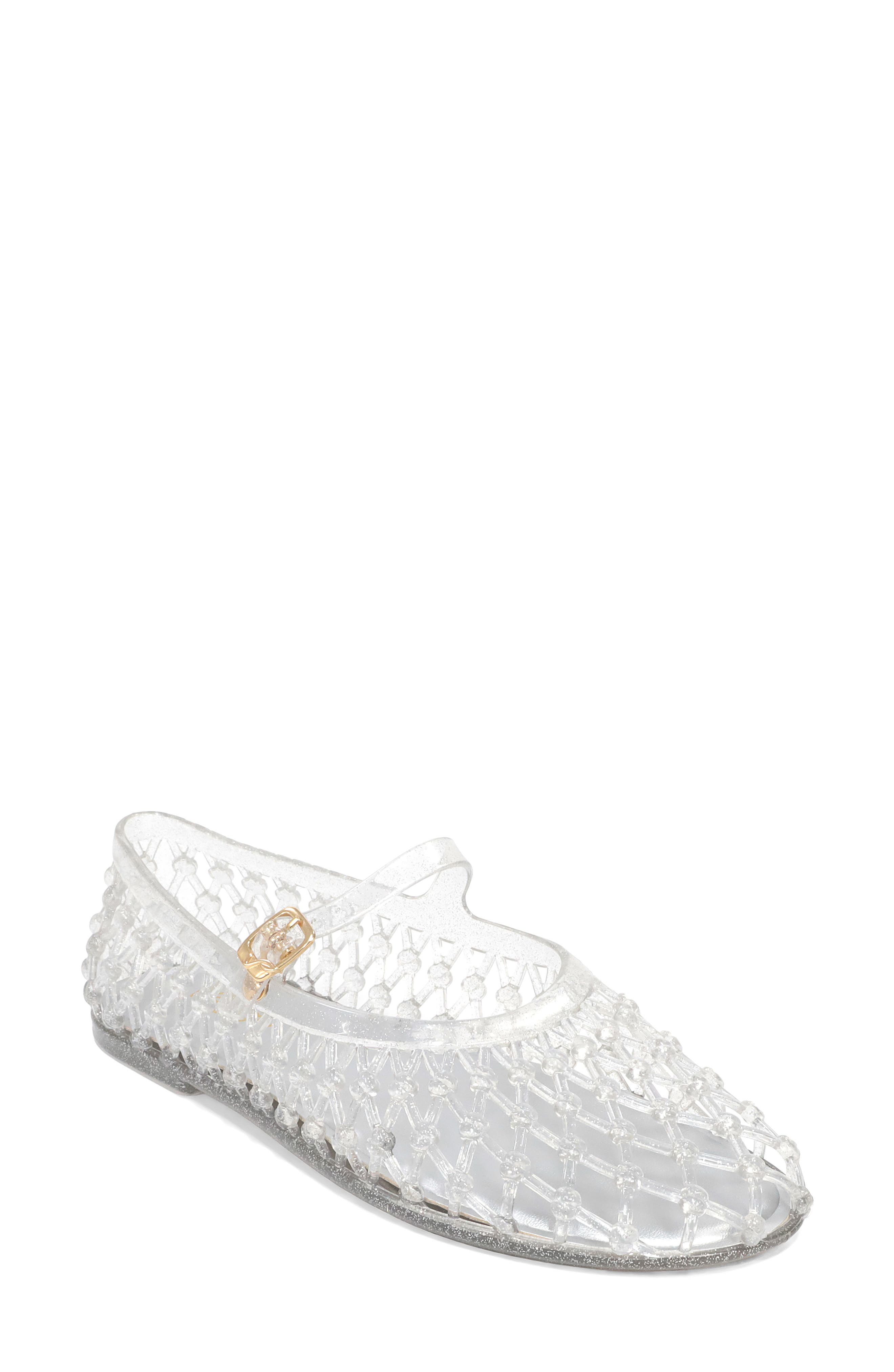 Angelica Mary Jane Jelly Flat, Main, color, SILVER GLITTER CRYSTAL