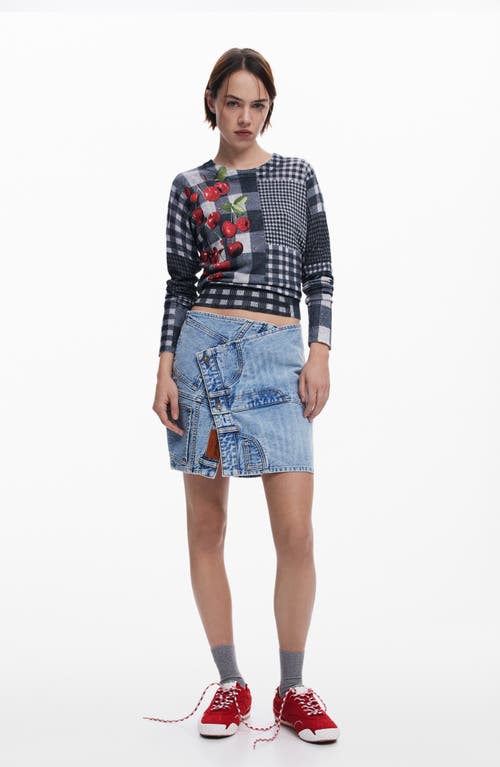 Desigual Crop Sweater In Blue