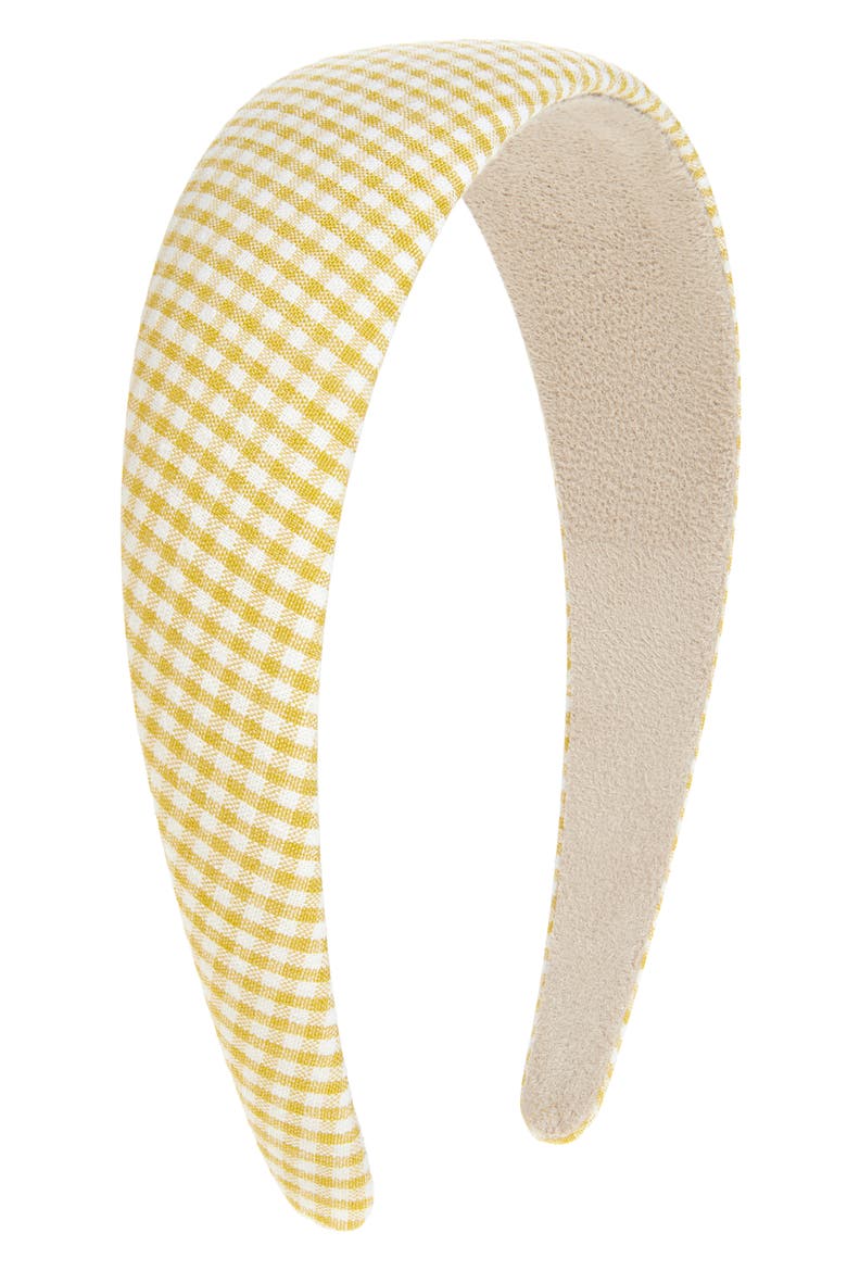 Padded Plaid Headband, Main, color, GREEN
