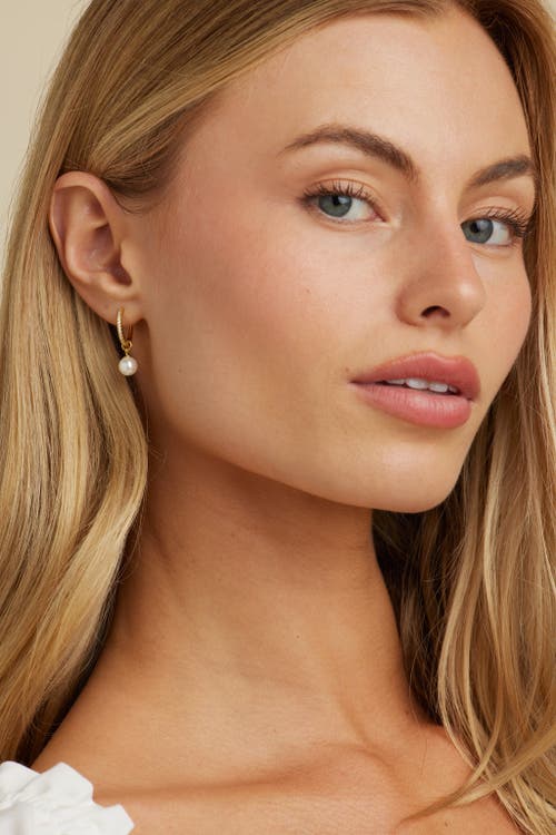 Untamed Petals Perfectly Poised Pearl Hoops In Gold