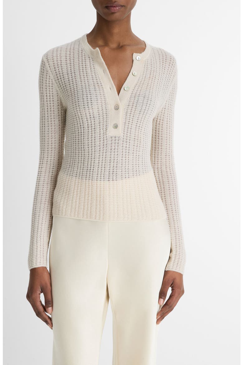 Pointelle Cashmere & Silk Henley, Main, color, WHITE SAND