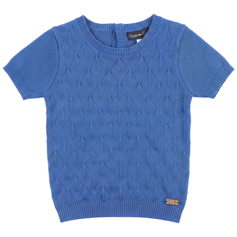 Diamond Knit Short Sleeve Sweater (Toddler, Little Kid & Big Kid)