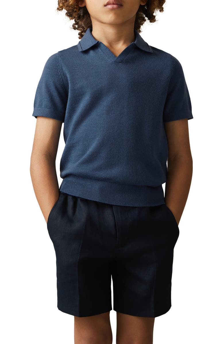 Reiss Kids' Duchie Jr. Wool Johnny Collar Polo, Alternate, color, Dove Blue