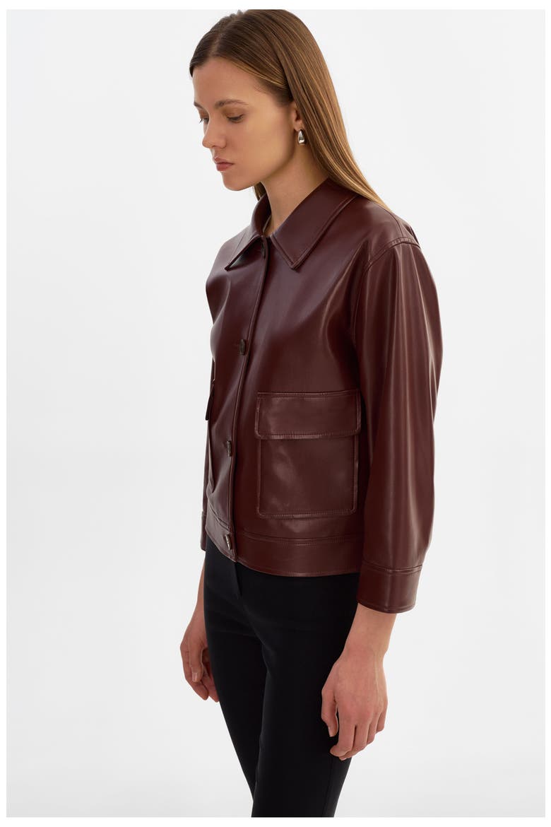 Elara | Faux Leather Jacket, Alternate, color, Wax Brown