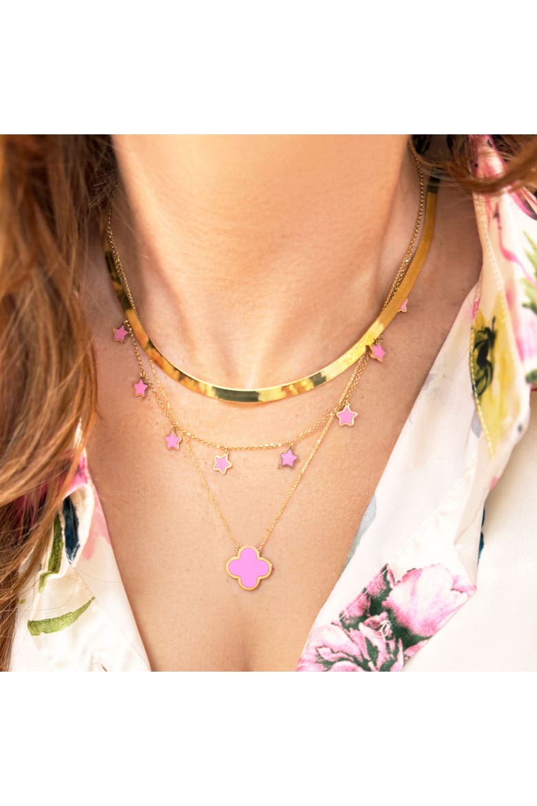 Extra Large Bubblegum Pink Single Clover Necklace, Alternate, color, Bubblegum Pink