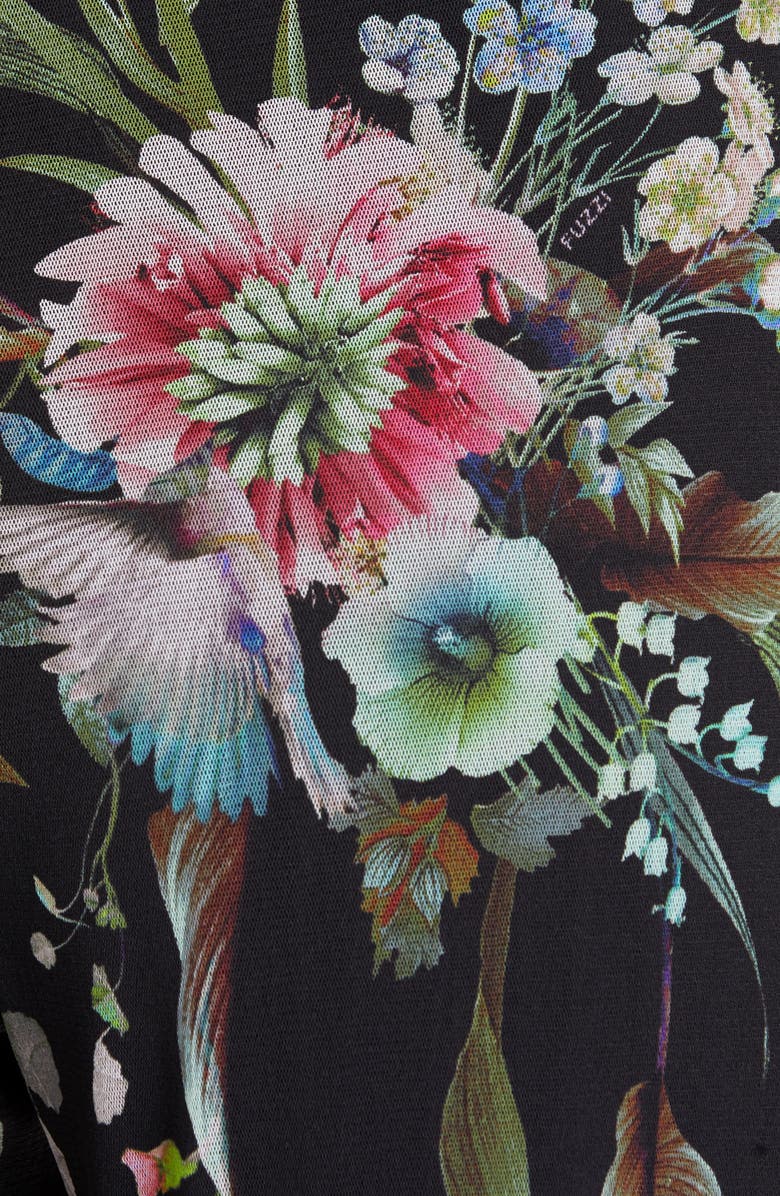 Fuzzi Floral Print Tulle Halter Jumpsuit, Alternate, color, 