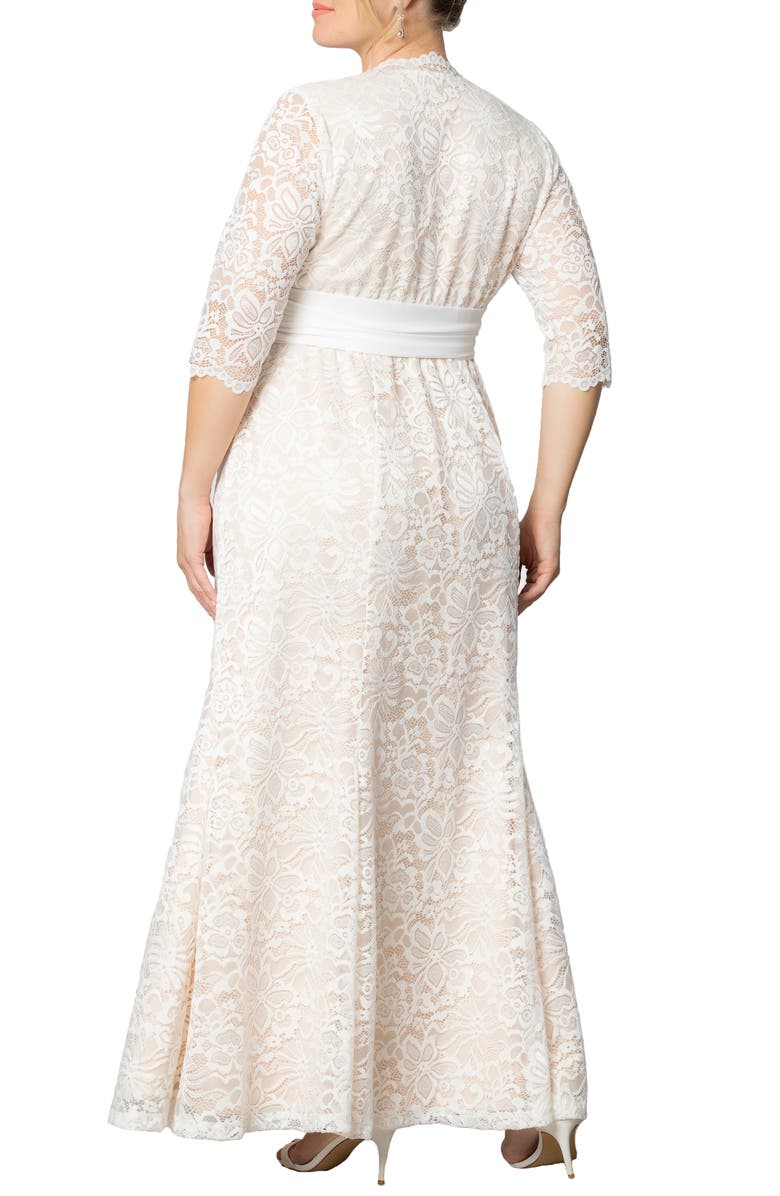 Kiyonna Amour Lace Gown, Alternate, color, Ivory Lace/ Nude Lining